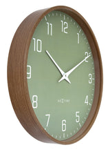 Modern Wall clock, Silent, 12" wood-tone frame - LYRA