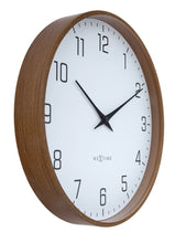 Modern Wall clock, Silent, 12" wood-tone frame - LYRA