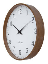 Modern Wall clock, Silent, 12" wood-tone frame - LYRA