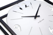 Time Frame Rotatable Clock - Innovative Bold Design - White & Black Metal - 16 Inches - (NeXtime 3537WI)