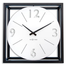Time Frame Rotatable Clock - Innovative Bold Design - White & Black Metal - 16 Inches - (NeXtime 3537WI)