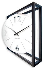 Time Frame Rotatable Clock - Innovative Bold Design - White & Black Metal - 16 Inches - (NeXtime 3537WI)