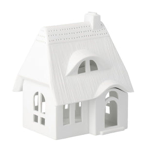 Porcelain Thatched Roof Village House Candle Holder