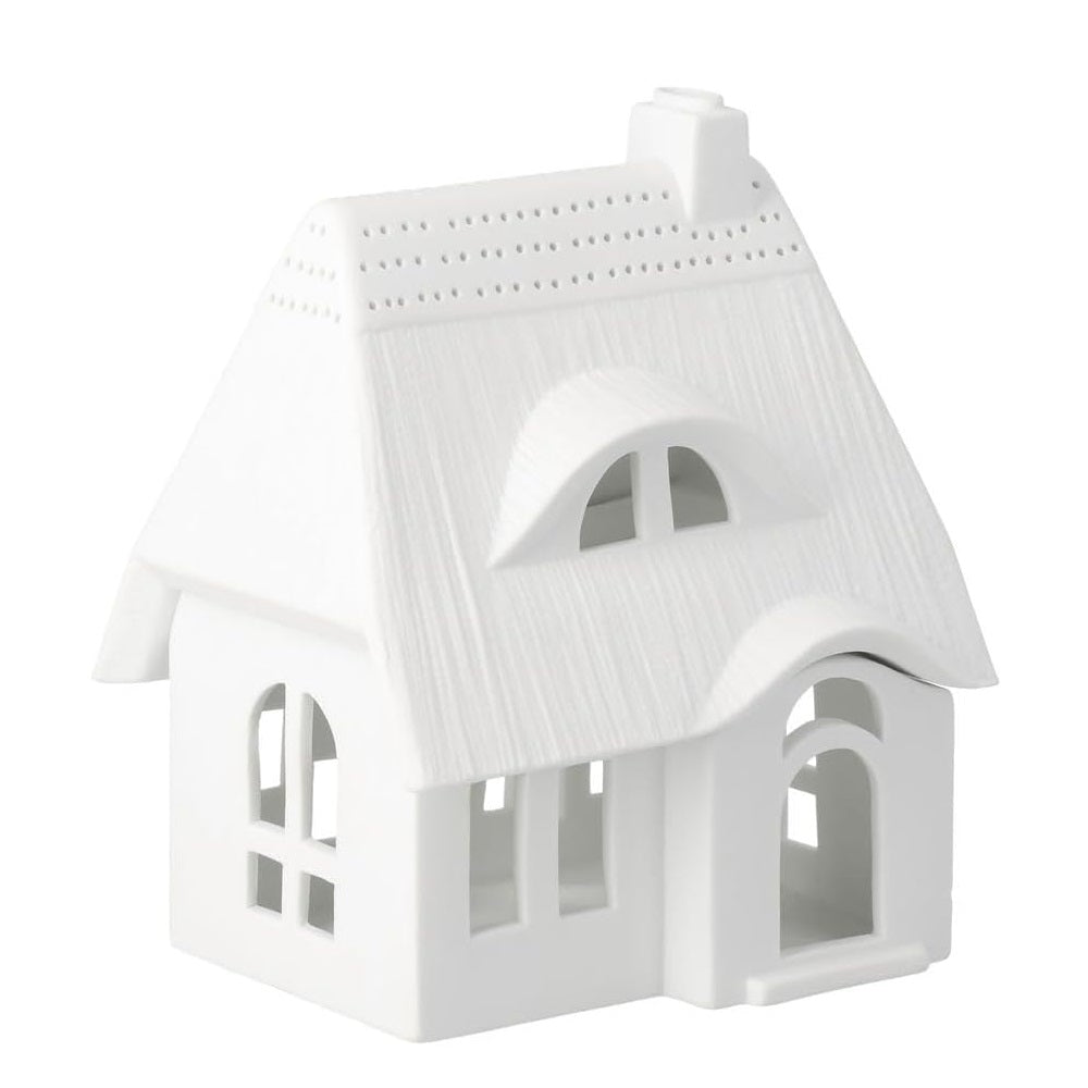 Porcelain Thatched Roof Village House Candle Holder