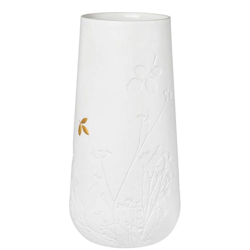 Porcelain Stories Leaf Vase With Gold Accent