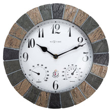 Outdoor Wall Clock with Temperature & Humidity Display, Stone-Look "Aster"