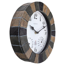 Outdoor Wall Clock with Temperature & Humidity Display, Stone-Look "Aster"