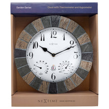 Outdoor Wall Clock with Temperature & Humidity Display, Stone-Look "Aster"