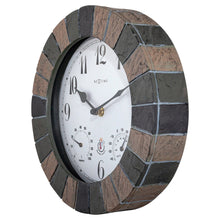Outdoor Wall Clock with Temperature & Humidity Display, Stone-Look "Aster"