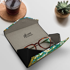 Folding Glasses Case - Vegan, Trifold, Tiffany Field of Lilies
