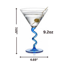 Spiral Stem Martini Glasses Set of 2, 9.2oz 7.05" Blue