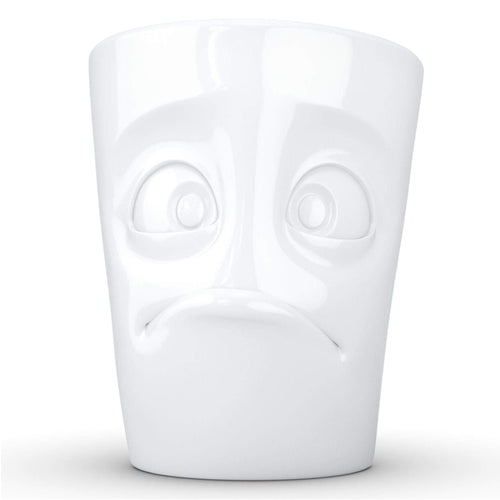 Porcelain Mug with Handle, Baffled Face