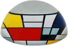 Half Dome Glass Paperweight - Mondrian Composition