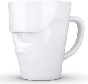 Porcelain Mug with Handle, Grumpy Face