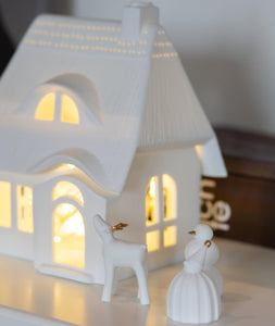 Village House Tower with Thatched Roof Candle Holder