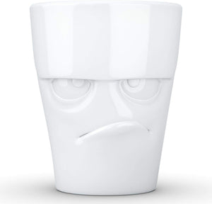 Porcelain Mug with Handle, Grumpy Face