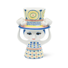 Bjørn Wiinblad Lady with Hat Vase, Blue, H: 8.1"