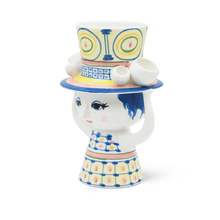 Bjørn Wiinblad Lady with Hat Vase, Blue, H: 8.1"