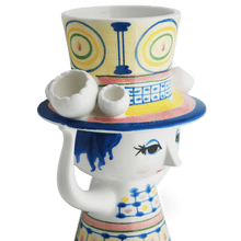 Bjørn Wiinblad Lady with Hat Vase, Blue, H: 8.1"