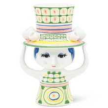 Bjørn Wiinblad Lady with Hat Vase, Green, H: 9.6"