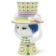 Bjørn Wiinblad Lady with Hat Vase, Green, H: 9.6"