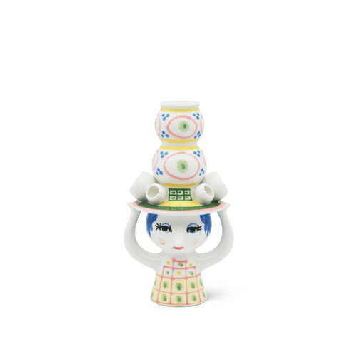 Bjørn Wiinblad Lady with Hat Candleholder, Yellow, H: 6.3