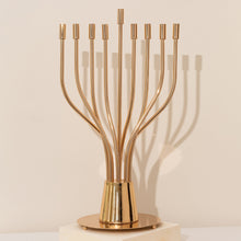 A huge Chanukah menorah with a spectacular design made of nickel and gold plating - The Holy Spirit Series