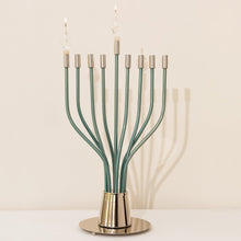 A huge Chanukah menorah with a spectacular design made of nickel and gold plating - The Holy Spirit Series