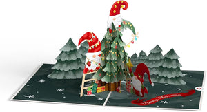 Pop Up Greeting Card Christmas Gnomes