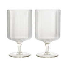 Khen Textured Clear Glass Ribbed Modern Elegant Wine Goblets | Set of 2