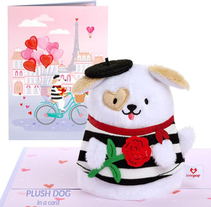 Valentine Love Dog Soft Animal Pop-Up Card