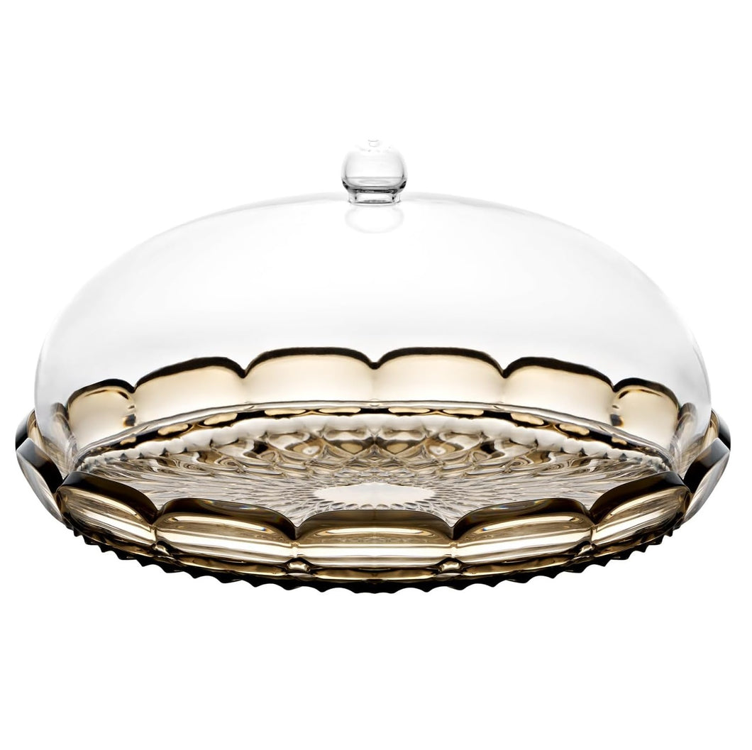 Guzzini Vanity Small Cake Serving Plate with Dome Smoke
