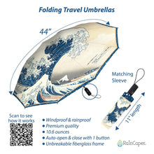 Hokusai The Great Wave Folding Travel Umbrella