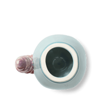 Kähler Poppery Apple with Caterpillar, Mint/Pink, H: 3.9"