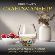 The Wine Savant Mexican Wine Glasses Hand Blown Confetti Rock Artistic Break Resistant Glass Drinkware - Clear