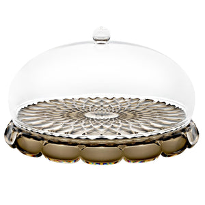 Guzzini Vanity Small Cake Serving Plate with Dome Smoke