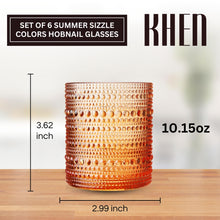 Vibes Hobnail glassware set of 6 Summer colors