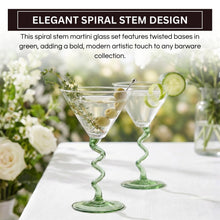 Spiral Stem Martini Glasses Set of 2