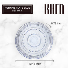 Glass Hobnail Dinner or Charger Plates | Set of 4 | Blue
