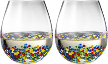 The Wine Savant Mexican Wine Glasses Hand Blown Confetti Rock Artistic Break Resistant Glass Drinkware - Clear