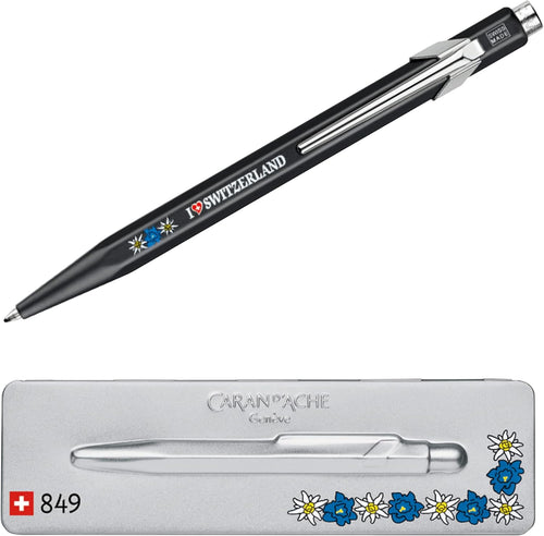 Caran D'ache Ballpoint Pen 849 Totally Swiss - Edelweiss Black with Slimpack