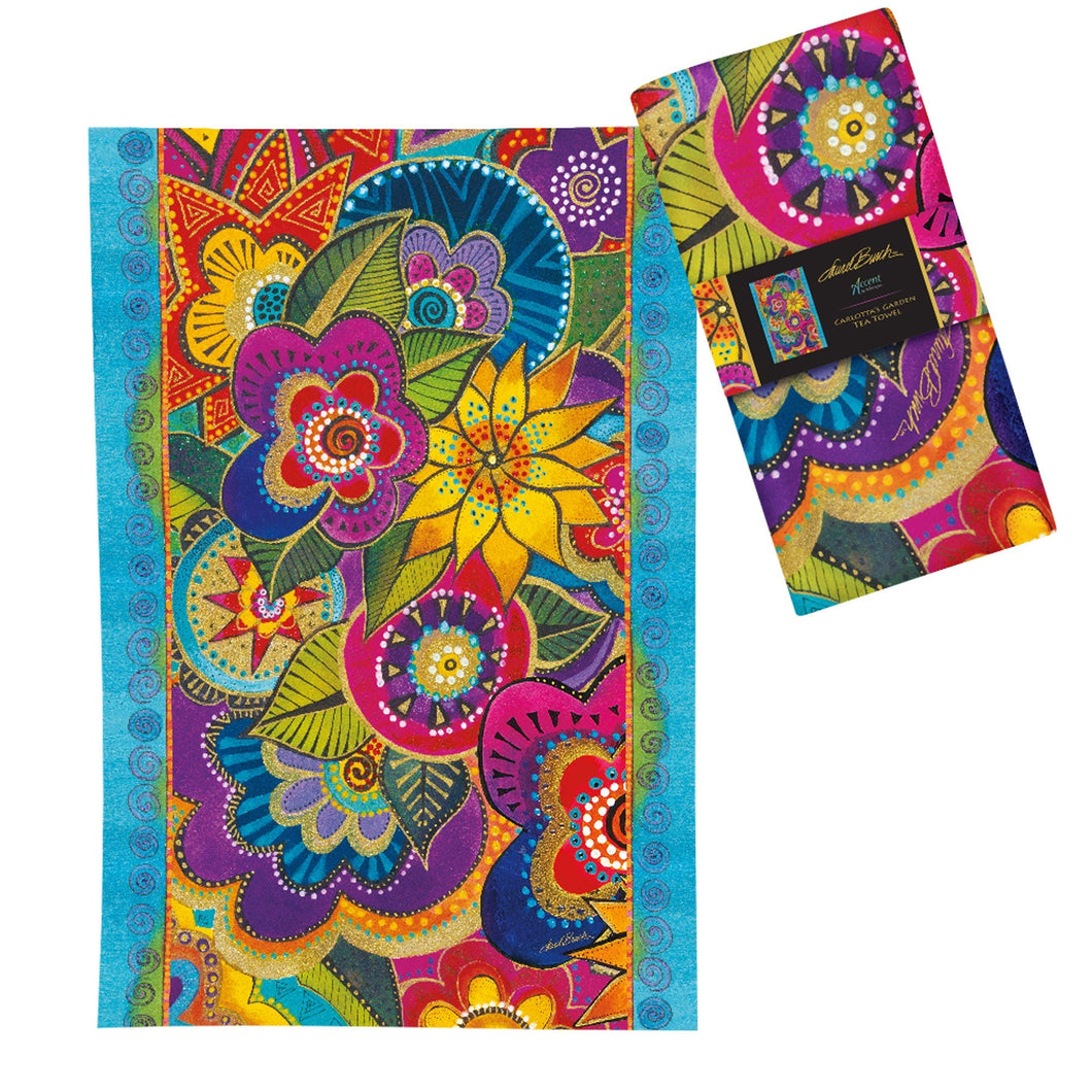 Laurel Burch Carlotta's Garden Kitchen Tea Towel 18x28