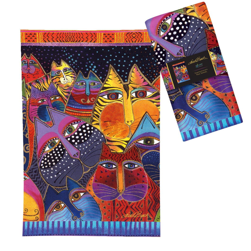 Laurel Burch Fantasticats Kitchen Tea Towel 18x28