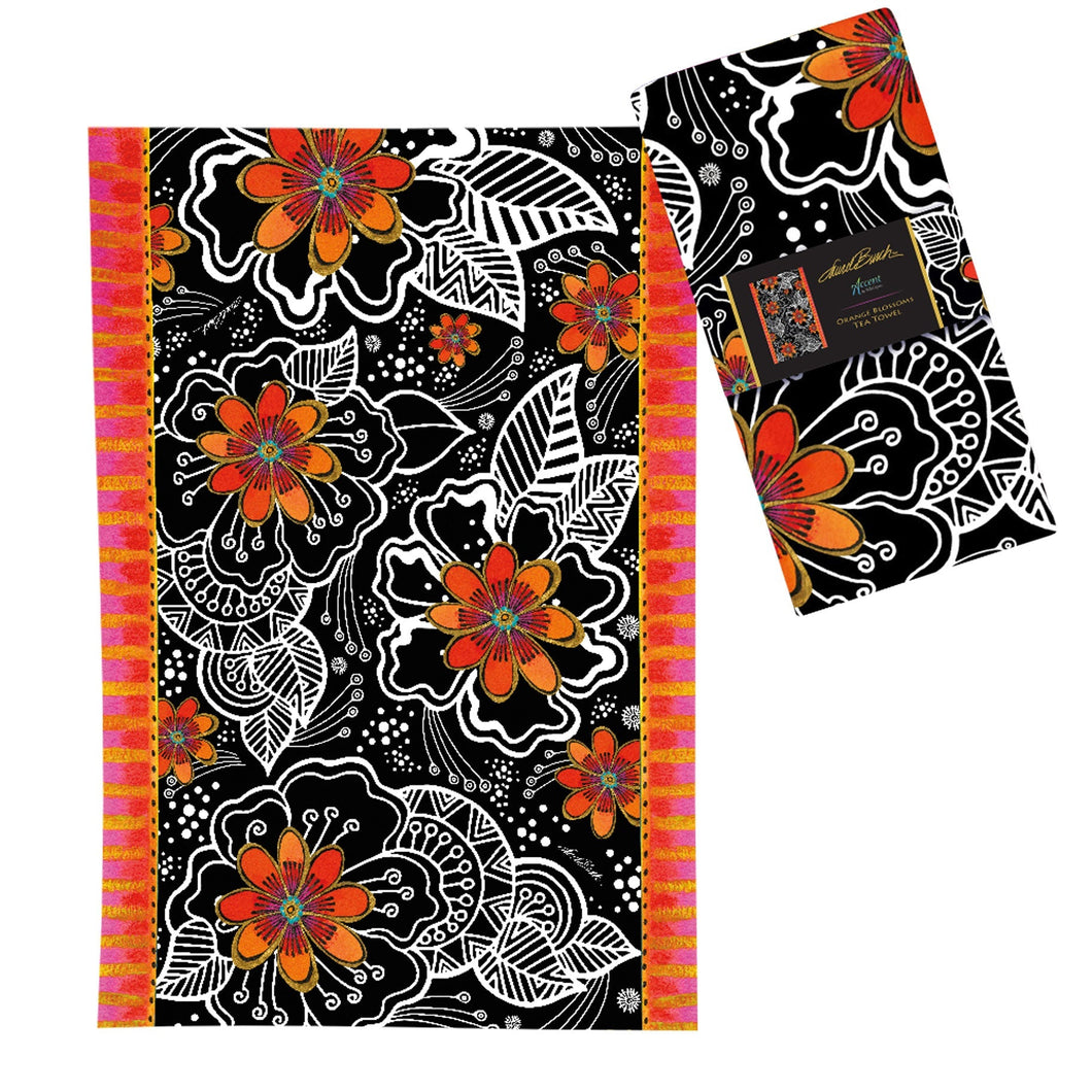 Laurel Burch Orange Blossoms Kitchen Tea Towel 18x28