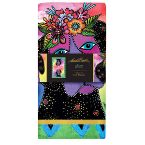 Laurel Burch Violet Kitchen Tea Towel 18x28"