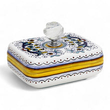 JEWERLY BOX: Authentic Deruta Keepsake Rectangular Box with Murano Knob - RICCO DERUTA design