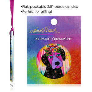 Laurel Burch Violet Dog Year-round Keepsake Ornament
