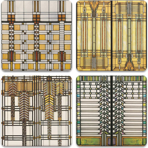 Frank Lloyd Wright Coasters Set Art Glass Collection