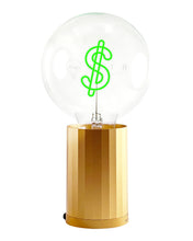 Bulb DOLLAR Green with Base Table Lamp PORTABLE Black