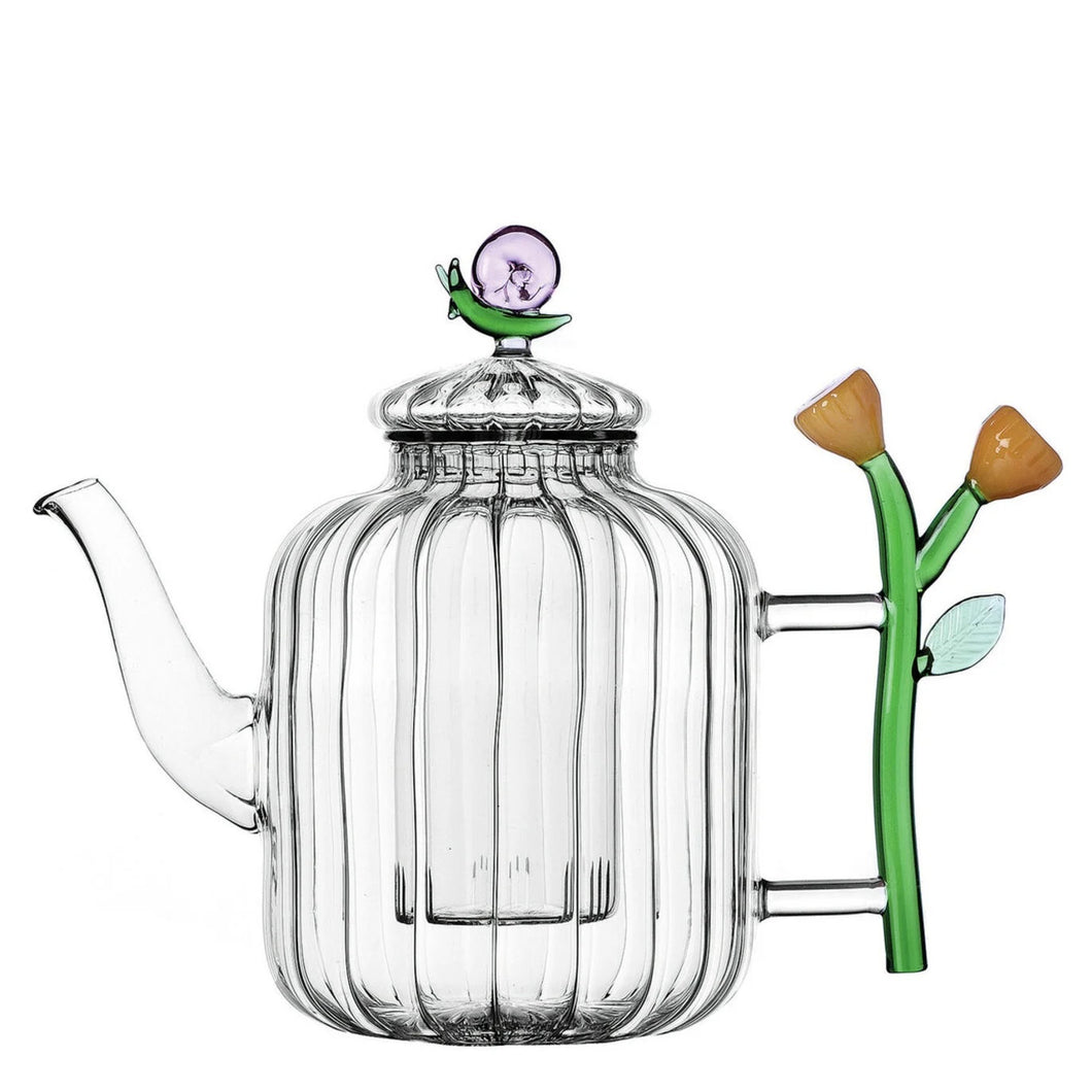Ichendorf Botanica Teapot with Snail and Amber Flower